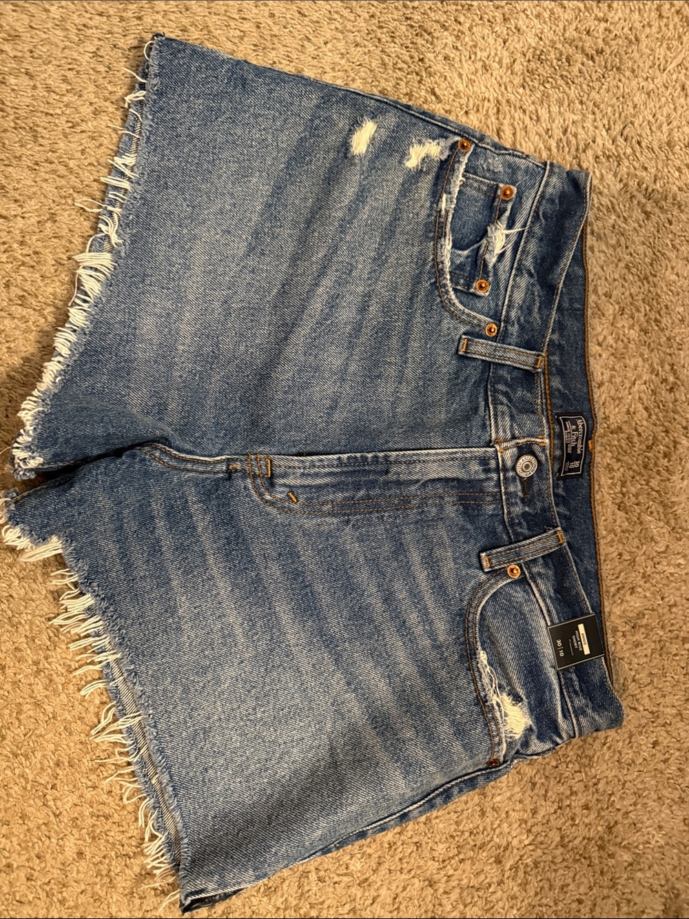 Abercrombie & Fitch Distressed Blue Denim Cutoff Shorts